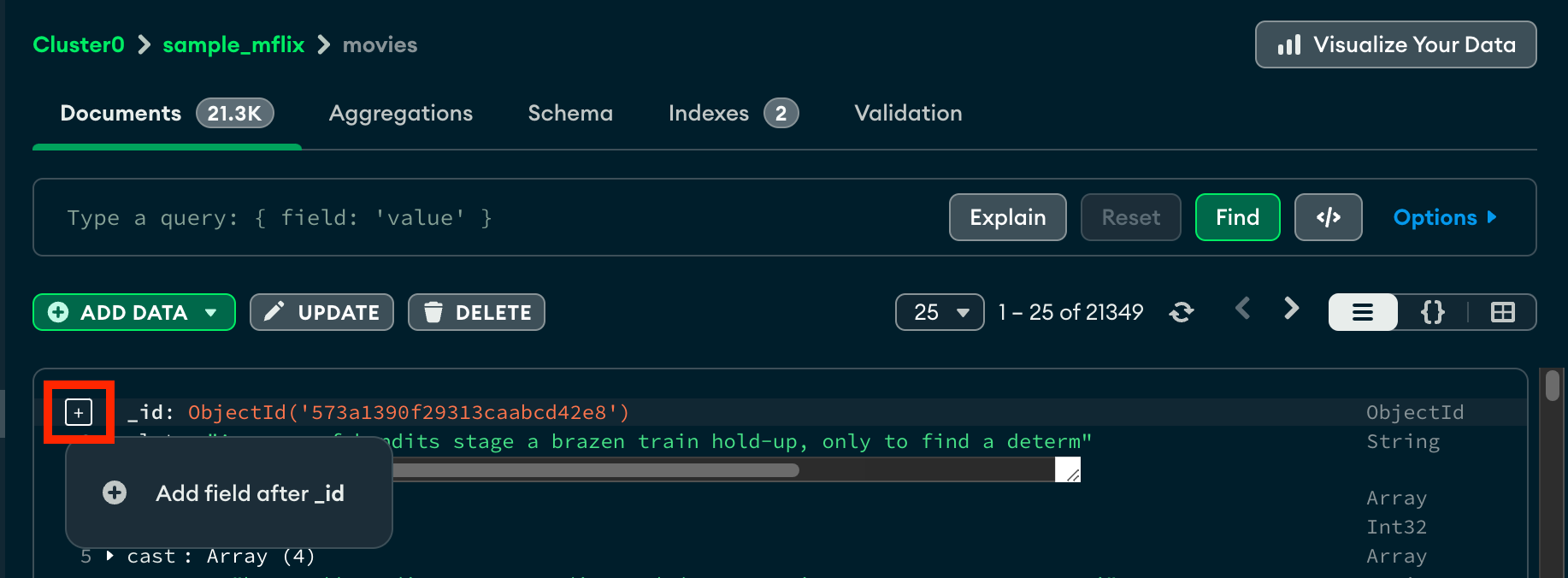 Add a field to a document