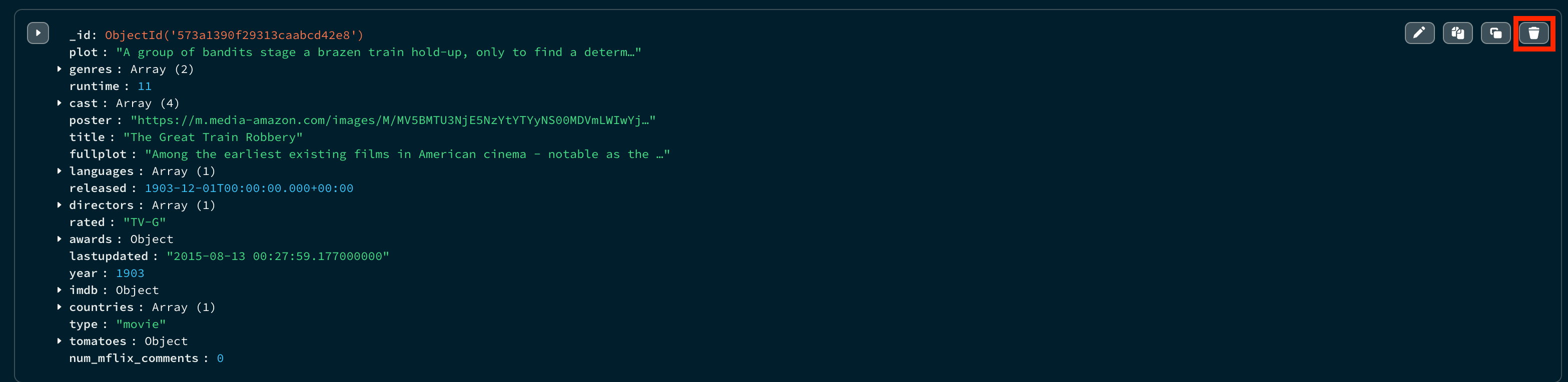 Delete button in List view