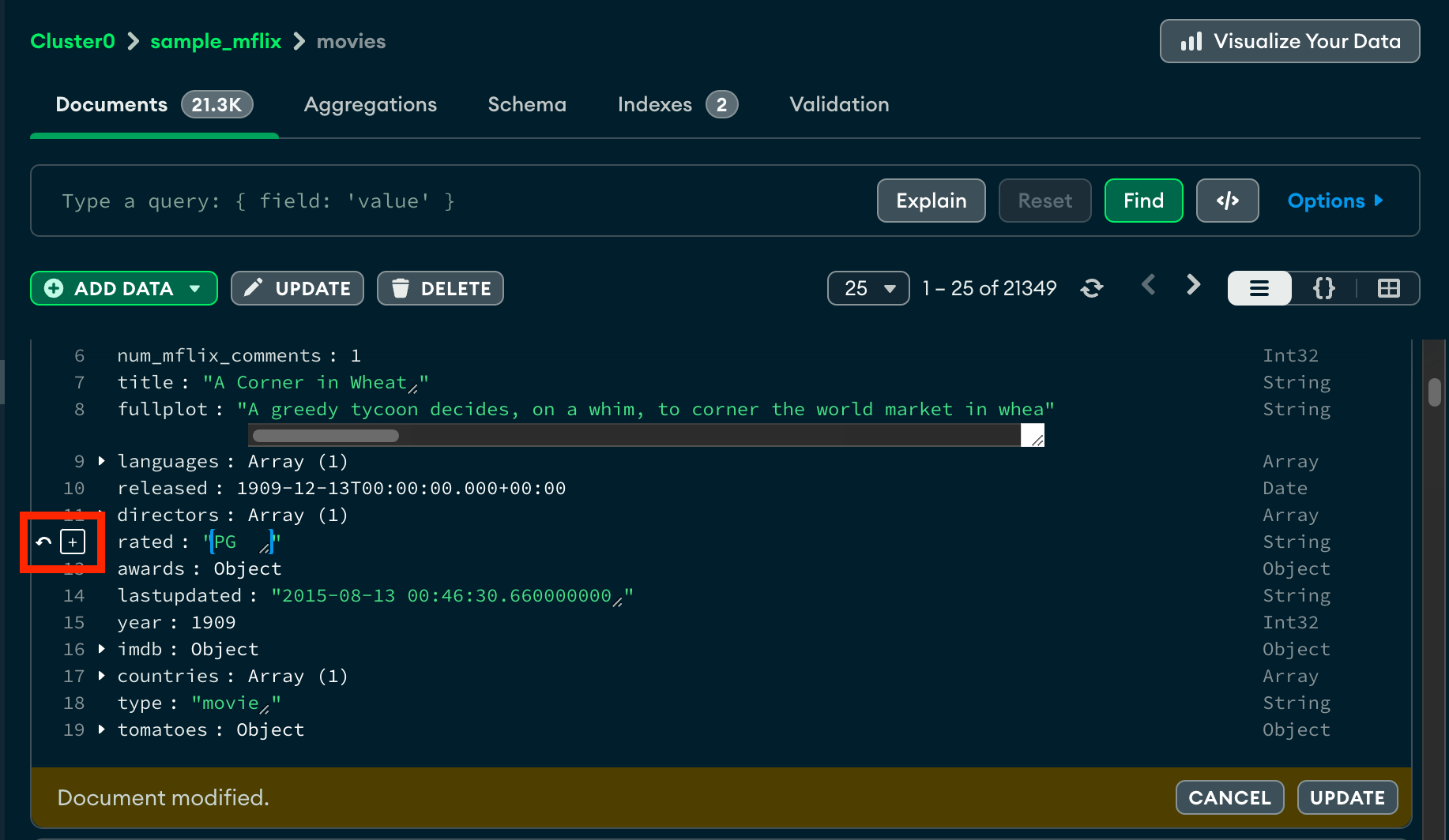Revert Document in List View