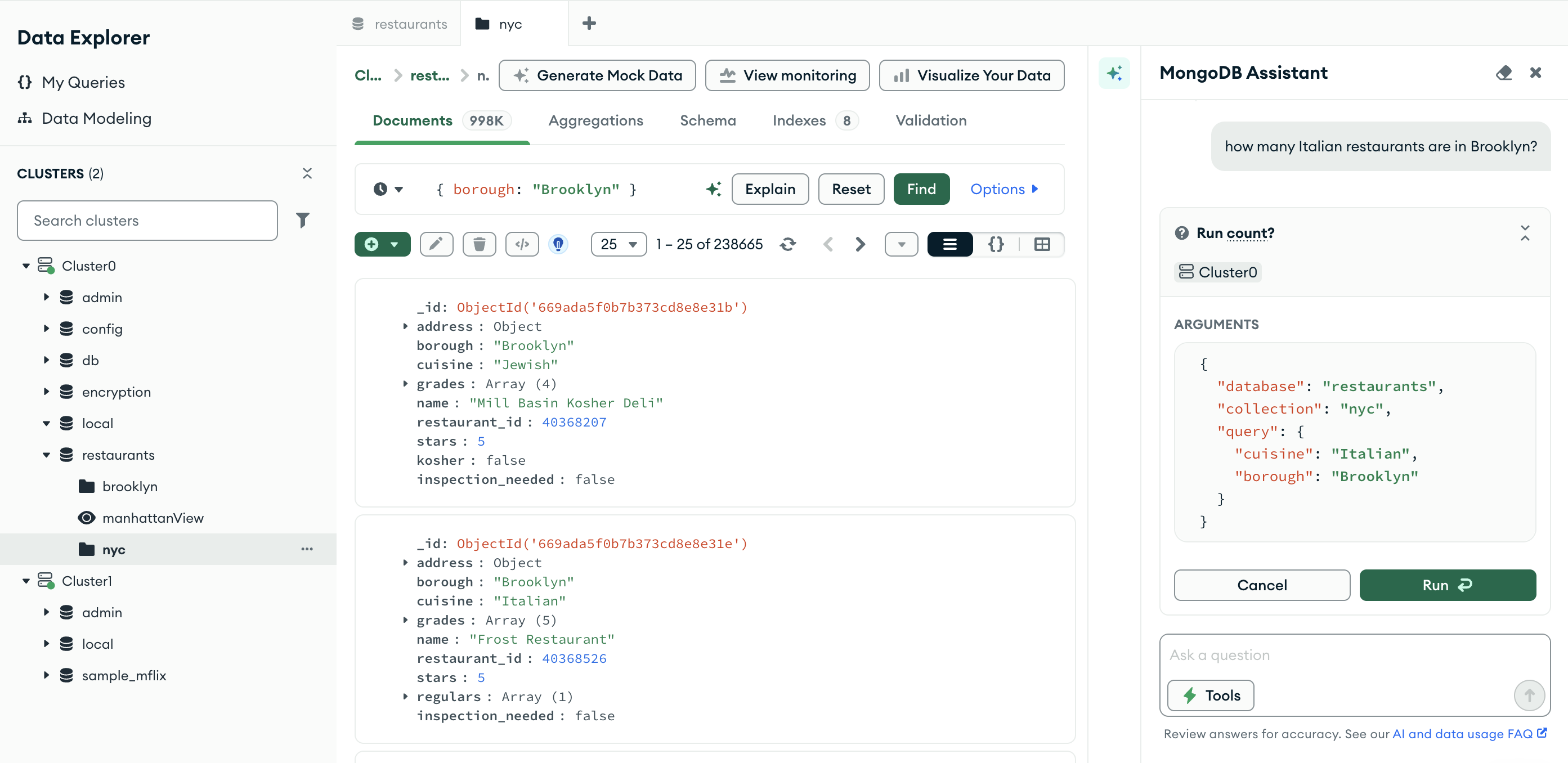 Data ExplorerPage with opened AI drawer